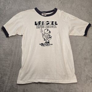 1980's Hanes Made In The USA Little League Baseball T-shirt Cotton White Vintage